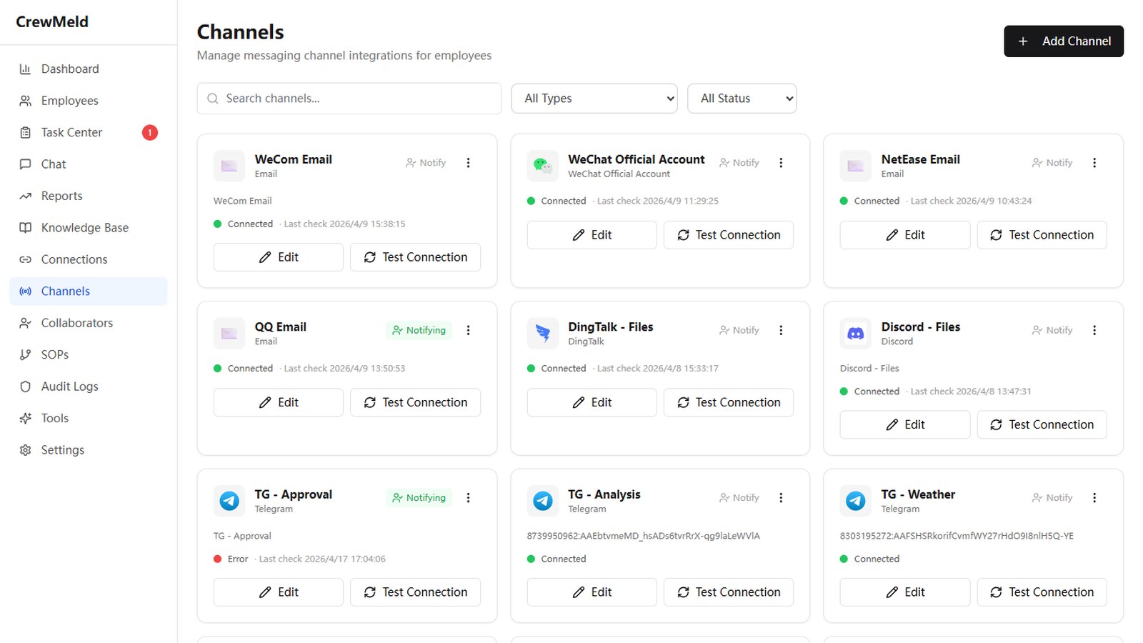 CrewMeld — Multi-channel integration